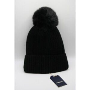 Hat Attack City Beanie with Cozy Lining New Black Faux Fur Pom Pom Soft & Warm
